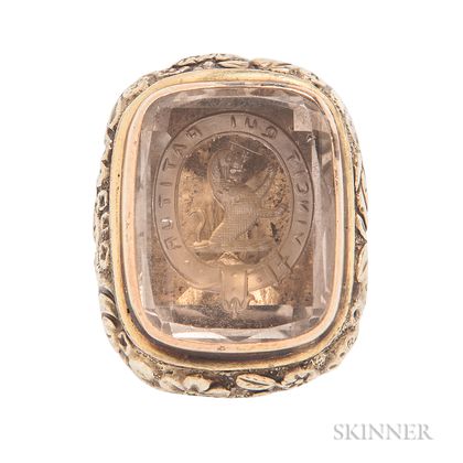 Gold and Smoky Quartz Seal Ring