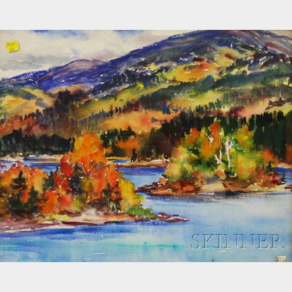American School, 20th Century Fall Landscape with Lake