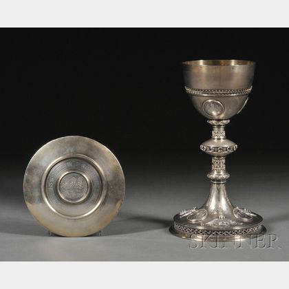 French Goldwashed .950 Silver Chalice and Paten