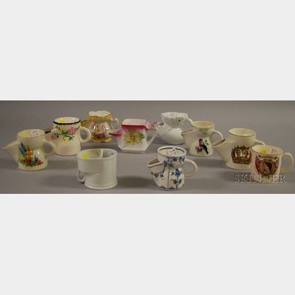 Ten Assorted Porcelain and Ceramic Shaving Scuttles