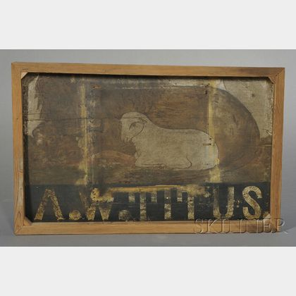 Painted "A.W. TITUS" Lion and Lamb Tavern Sign