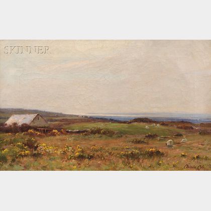 Chisholm Cole (British, 1871-1902) Seaside Pasture with Sheep