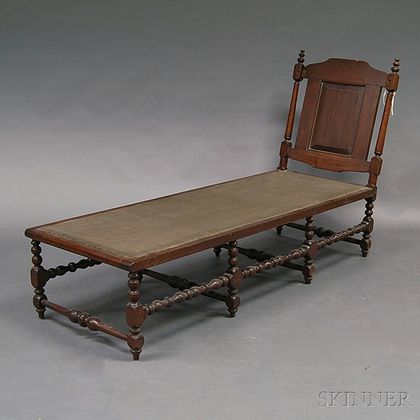 William and Mary-style Turned Pine and Oak Daybed