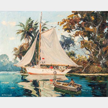 Anthony Thieme (American, 1888-1954) On the River near Barrios Guatemala