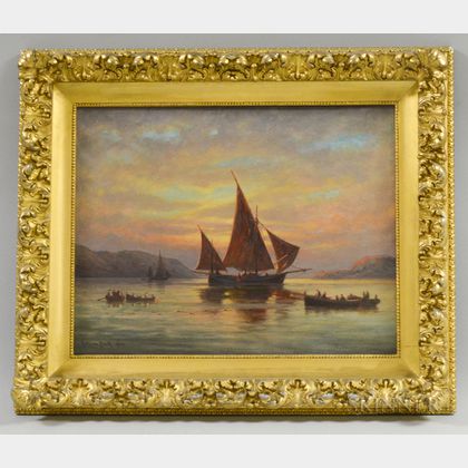 C. Myron Clark (Massachusetts, 1858-1925) Sunset Harbor Scene