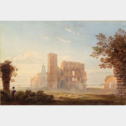 Attributed to John Varley (British, 1778-1842) Lindisfarne Abbey, Holy Island