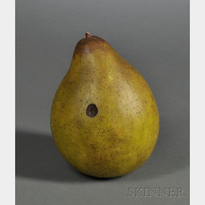 Large Carved and Painted Stone Pear