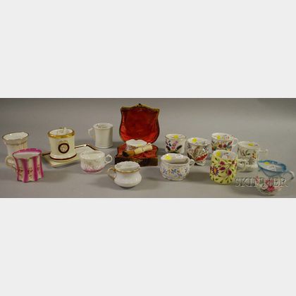 Thirteen Assorted 19th/Early 20th Century Decorated Porcelain Shaving Mugs and Mustache Cups