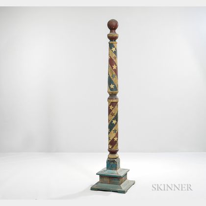 Turned and Polychrome Painted Barber Pole