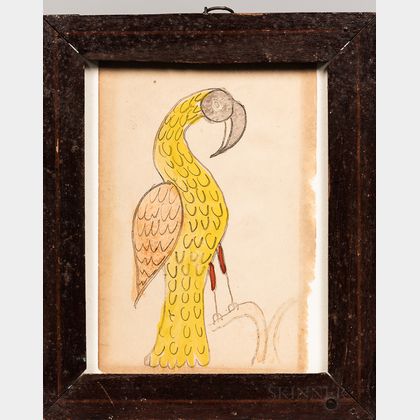 Pencil and Watercolor Yellow Bird