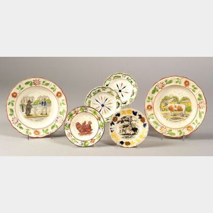Six Small English Pottery Plates