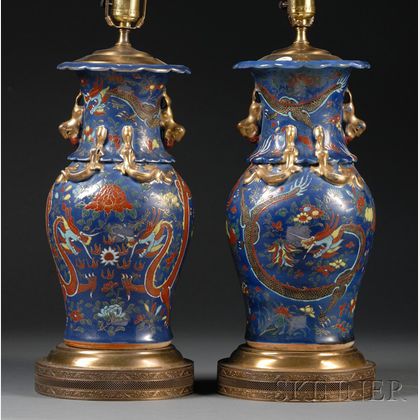 Pair of Vases Mounted as Lamps