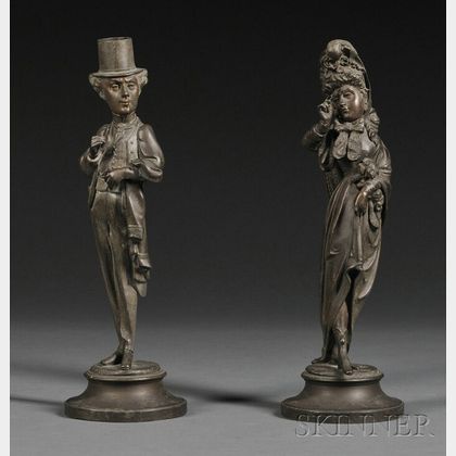 Pair of Figural Spelter Candlesticks
