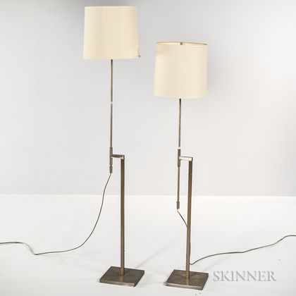 Pair of Modernist Metal Floor Lamps by Laurel