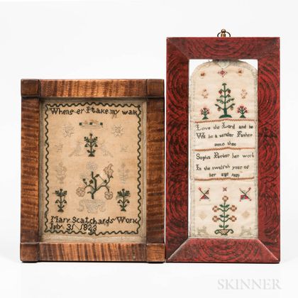 Two Small Needlework Samplers