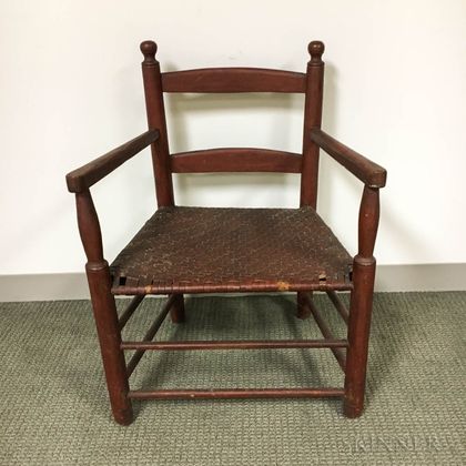 Country Red-painted Slat-back Armchair