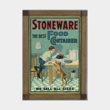Chromolithographed Tin Stoneware Advertising Sign