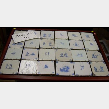 Thirty Delft Blue and White Tiles