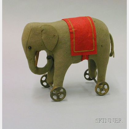 Steiff Gray Felt Elephant on Wheels