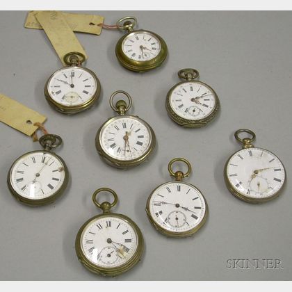 Eight Open Face Pocket Watches