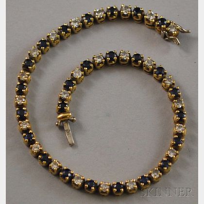 14kt Gold, Sapphire, and Diamond Line Bracelet