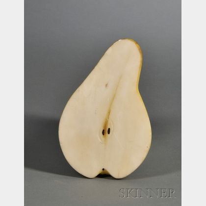 Carved and Painted Stone Pear Half