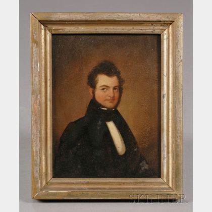 American School, 19th Century Portrait of a Brown-Haired Gentlemen.
