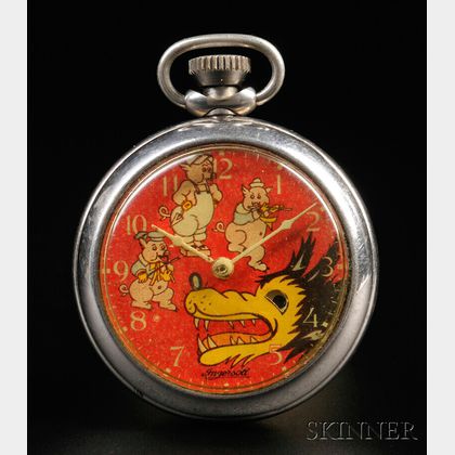 Walt Disney's "Big Bad Wolf" Pocket Watch by Ingersoll