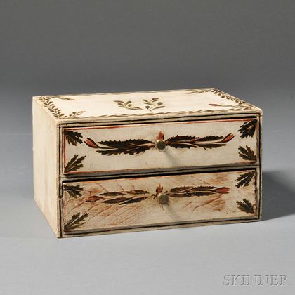 Paint-decorated Trinket Box with Two Drawers
