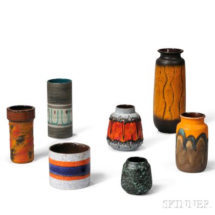 Seven Mid-century Modern Vases 