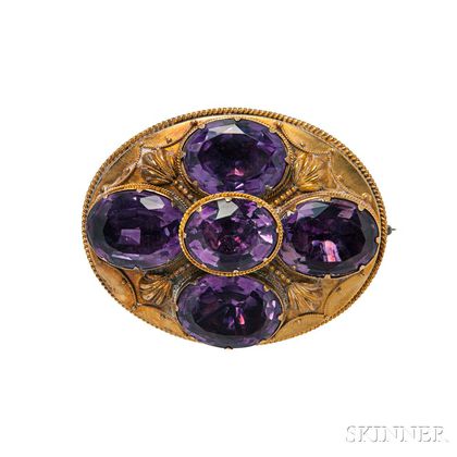 Victorian Gold and Amethyst Brooch