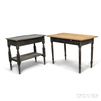 Two Turned and Painted Worktables