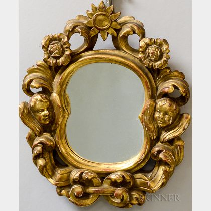 Walfred Thulin (American, 1878-1949) Carved and Gilded Frame with Flowers and Cherub Heads
