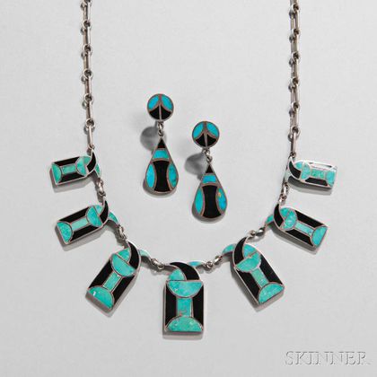 Rare Zuni Necklace and Matching Earrings by Frank Vacit
