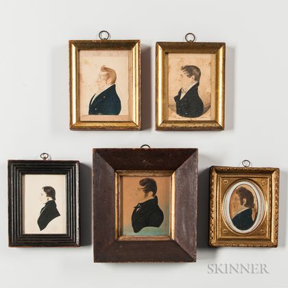 Five Watercolor Miniature Portraits of Gentlemen