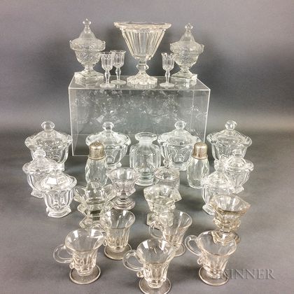 Twenty-seven Pieces of Colorless Glass Tableware