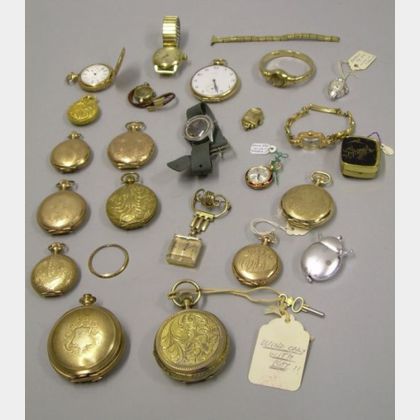 Large Group of Pocket Watches, Wristwatches, and Watch Parts