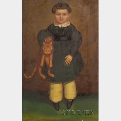 Possibly by Henry Walton (American 1804-1865),Portrait of a Boy with his Cat, c. 1835-1840.