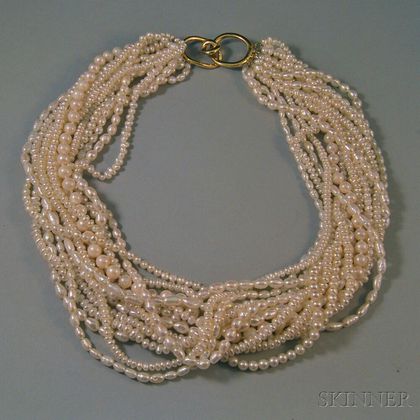 Multi-strand Freshwater and Cultured Pearl Torsade-style Necklace