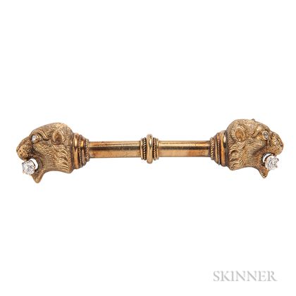 Antique Gold and Diamond Bar Brooch
