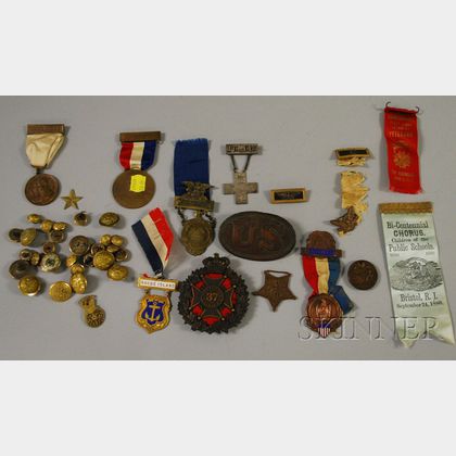 Group of Mostly U.S. Military, Political, and Collectible Medals, Buttons, and Badges