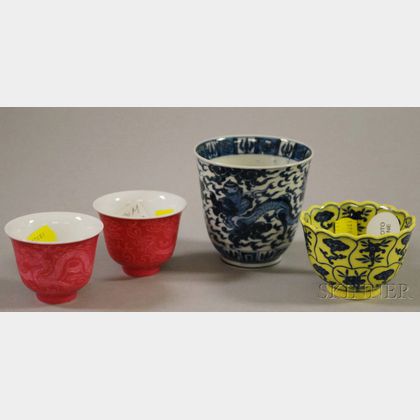 Four Chinese Porcelain Wine Cups