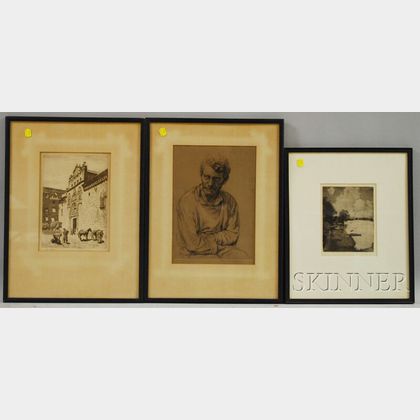 Lot of Three Prints: Arthur William Heintzelman (American, 1891-1965),Portrait of a Man