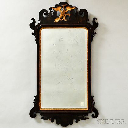Chippendale Mahogany and Gilt-gesso Scroll-frame Mirror