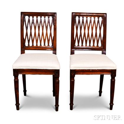 Pair of Louis XVI Carved Fruitwood Side Chairs