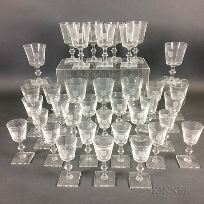 Thirty-six-piece Set of Colorless Glass Stemware