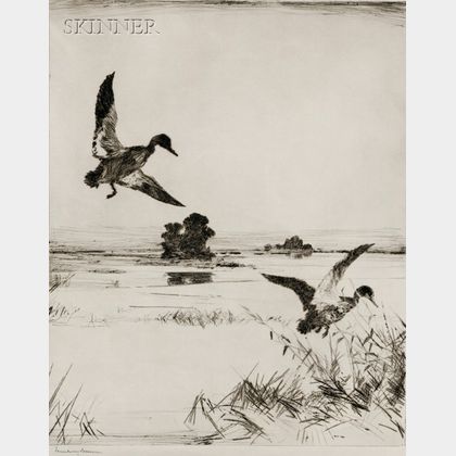 Frank Weston Benson (American, 1862-1951) Two Black Ducks