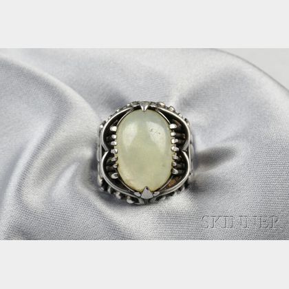 Silver and Prehenite Ring, Margret Craver