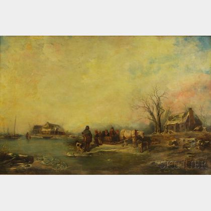 Jean Arnould Heyermans (Belgian, 1837-1892) Winter Scene by the River