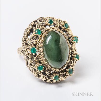 Gold-plated Nephrite Cocktail Ring